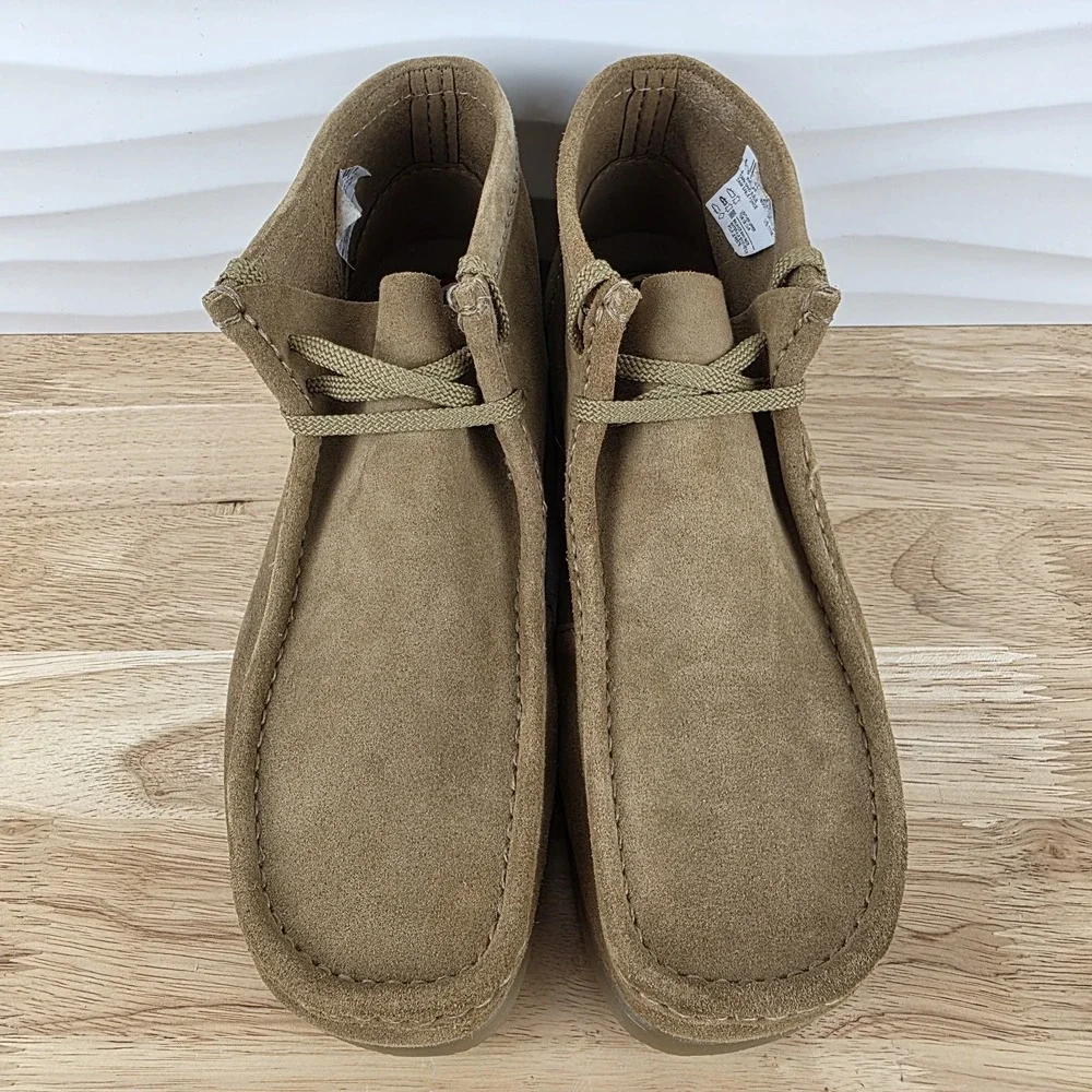 Clarks Wallaston Boots Mens Size 11 Sand Suede Wallabee Style Moc Toe Chukka